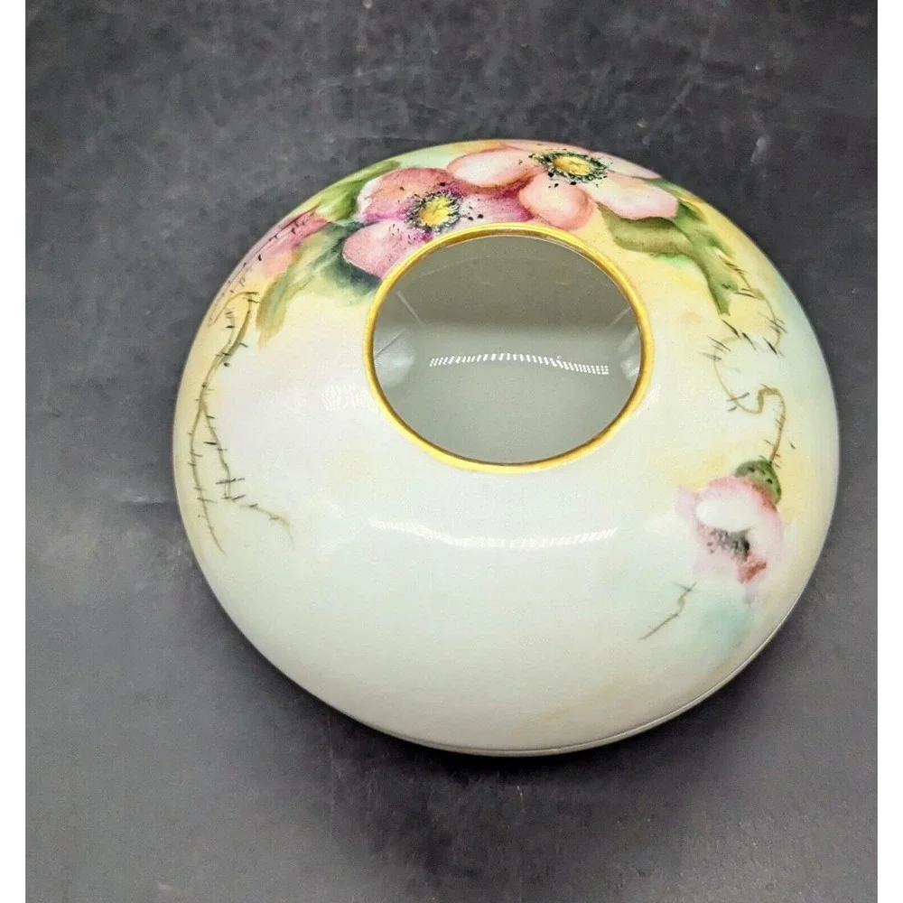 Antique Hand Painted W G Limoges Porcelain Hair Receiver 4.25